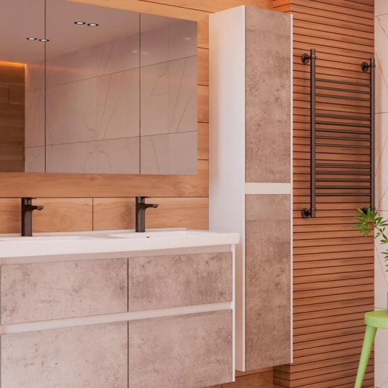 Шкаф-пенал LEMARK Combi 35, бетон/белый глянец