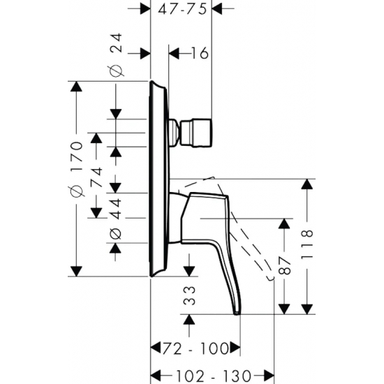 Встраиваемый смеситель для душа и ванны HANSGROHE Metris classic 31485000 хром