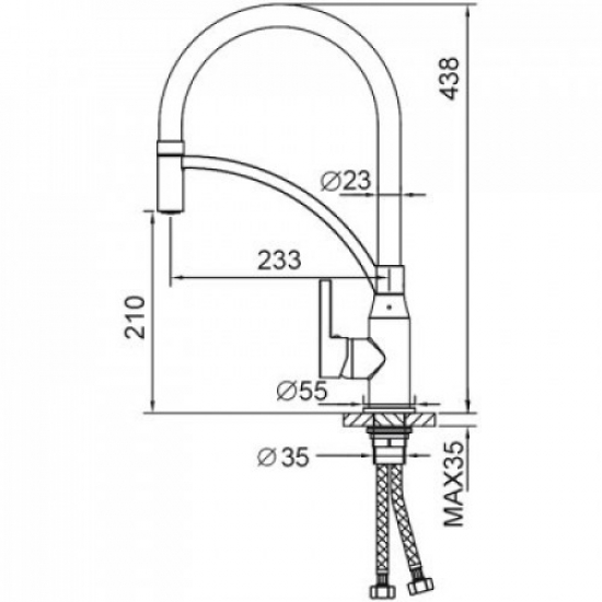 Смеситель для кухни с гибким изливом FRAP F4552-6 чёрный