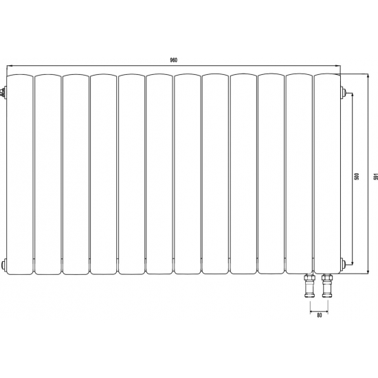 Радиатор биметаллический ROYAL THERMO Piano Forte 500 bianco traffico VDR80 12 секций, белый