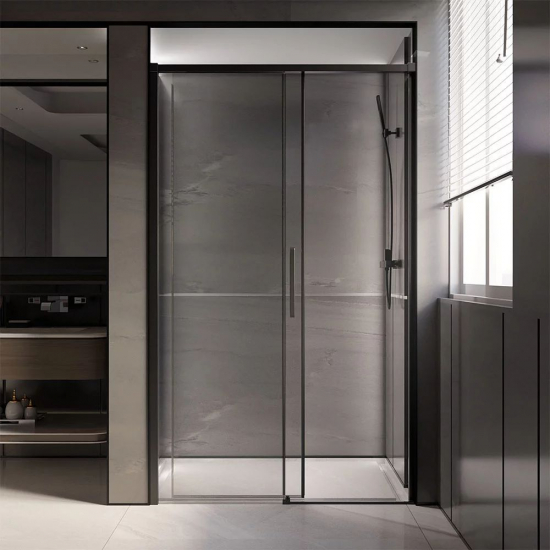 Душевая дверь в нишу VECONI Premium Trento PTD-40B 120x200 стекло прозрачное, профиль чёрный