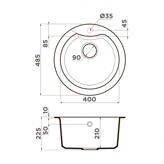 Мойка для кухни OMOIKIRI Yasugata 48R D=485 мм, leningrad grey