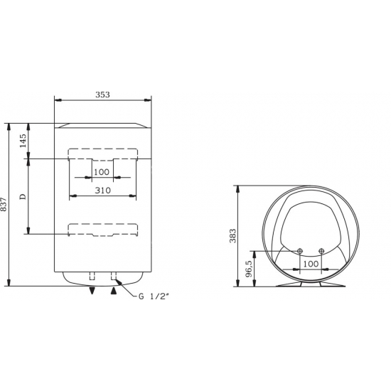 Водонагреватель накопительный ARISTON PRO1 R ABS 50 V SLIM