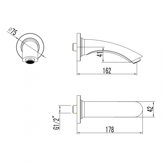 Излив LEMARK LM7881C для ванны, хром