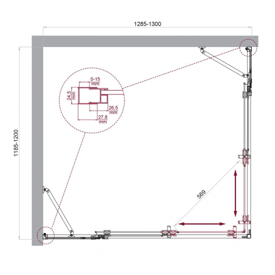 Душевой уголок BelBagno LUCE-AH-22-130/120-C-Cr стекло прозрачное, профиль хром