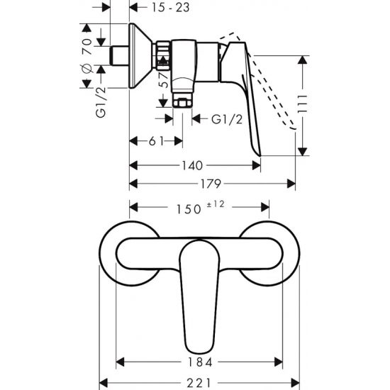 Смеситель для душа HANSGROHE Logis E 71610000 хром