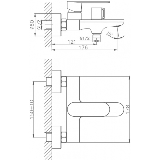 Смеситель для ванны HAIBA HB60590 хром