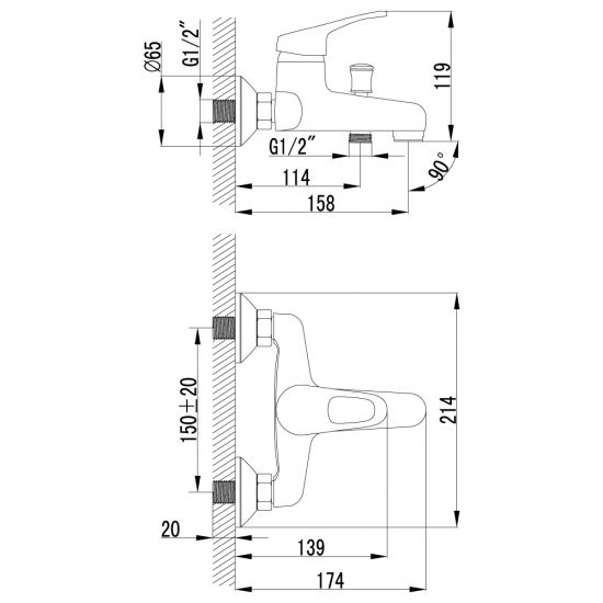 Смеситель для ванны LEMARK Omega LM3102C