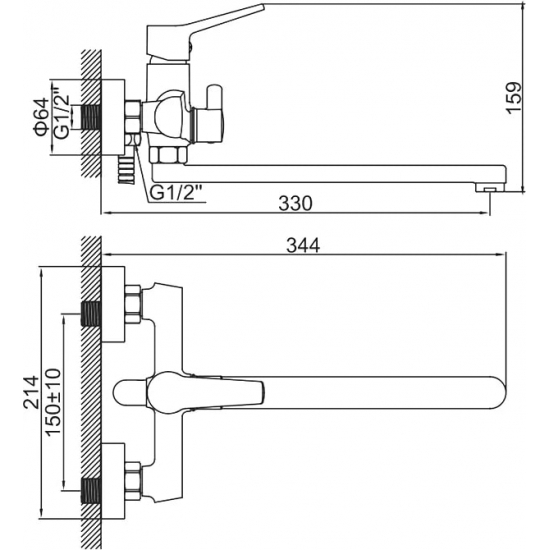 Смеситель для ванны LEDEME H69 L2269B чёрный