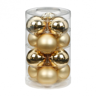 Набор ёлочных шаров, стекло, Ø 6 см, золотой блестящий/матовый, 12 шт в уп