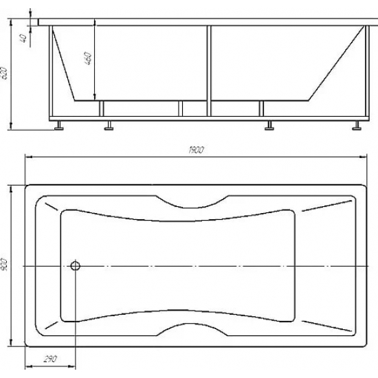 Акриловая ванна АКВАТЕК Феникс FEN190-0000079 190x90 см, с каркасом со сливом-переливом