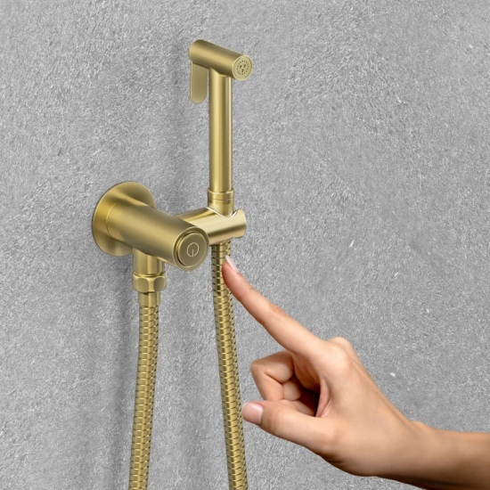 Смеситель для раковины TIMO Saona 2383/17SM с гигиеническим душем, С ВНУТРЕННЕЙ ЧАСТЬЮ золото