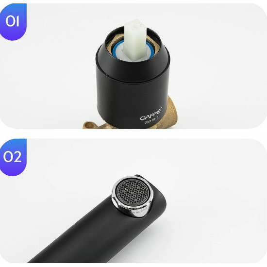 Смеситель для раковины GAPPO G03-6 G1003-26 С ВНУТРЕННЕЙ ЧАСТЬЮ, чёрный