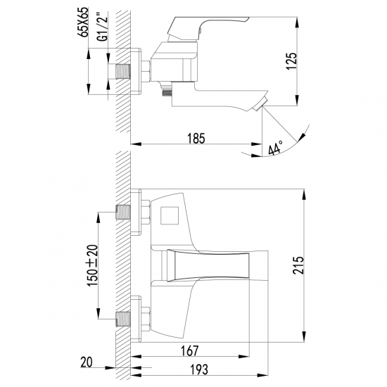Смеситель для ванны LEMARK Unit LM4514C хром
