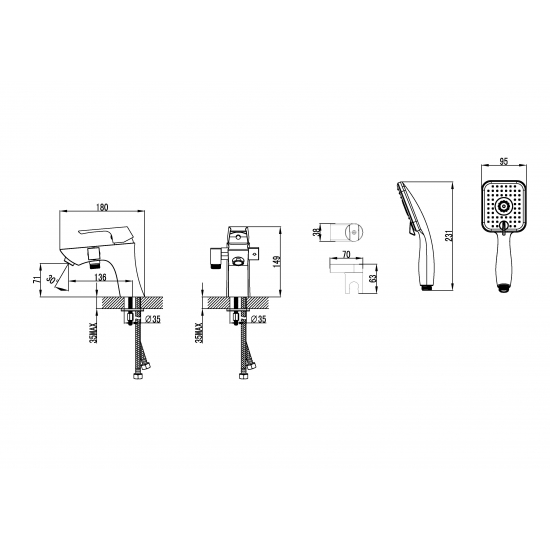 Смеситель на борт ванны LEMARK Unit LM4515C хром