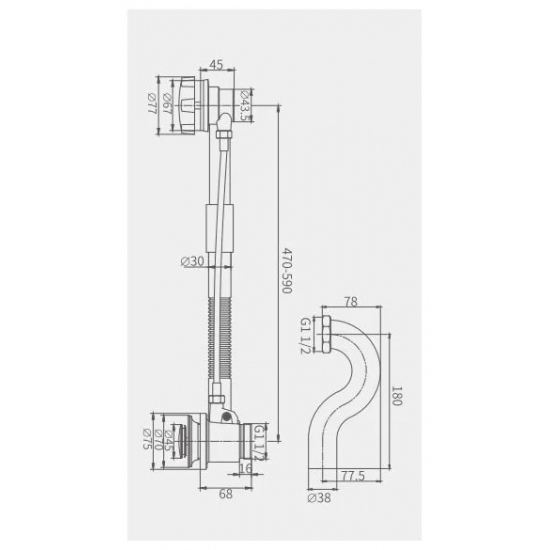 Сифон для ванны полуавтомат FRAP F67-2  