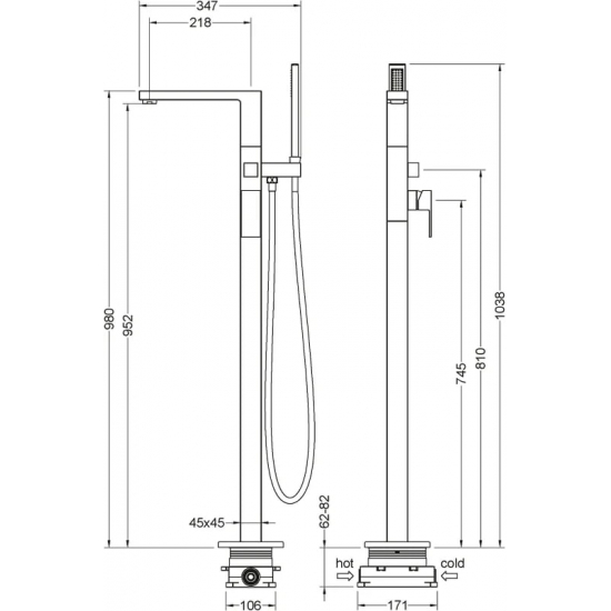 Смеситель для ванны напольный TIMO Selene 2210/00Y-CR хром