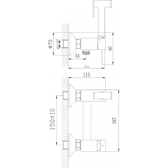 Гигиенический душ HAIBA HB10-4 HB5510-4 со смесителем, бронза