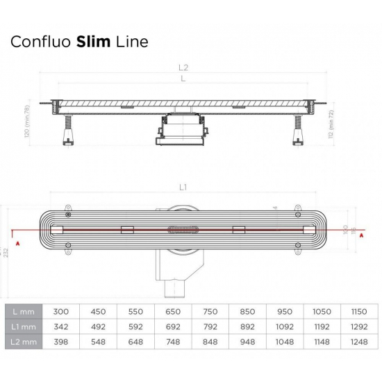 Душевой лоток Pestan Confluo Slim Line 850+ хром