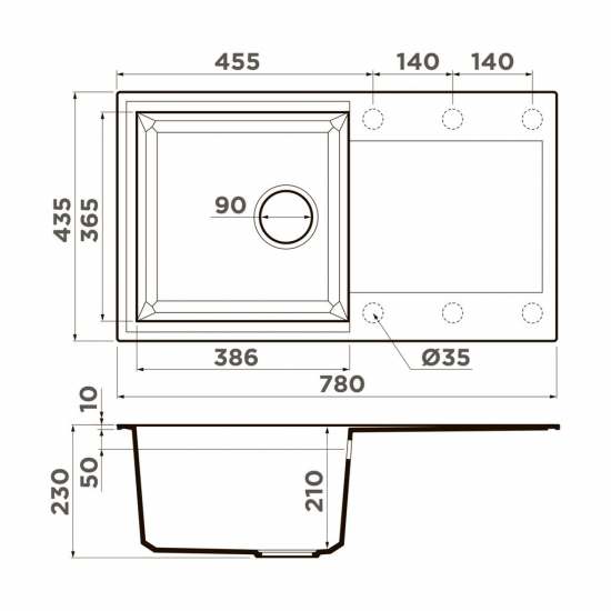 Мойка для кухни OMOIKIRI Sakaime 78 чаша+крыло 780х435 мм, leningrad grey