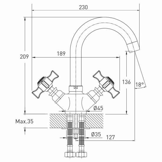 Смеситель для раковины MIXLINE Plus Classic ML30-042