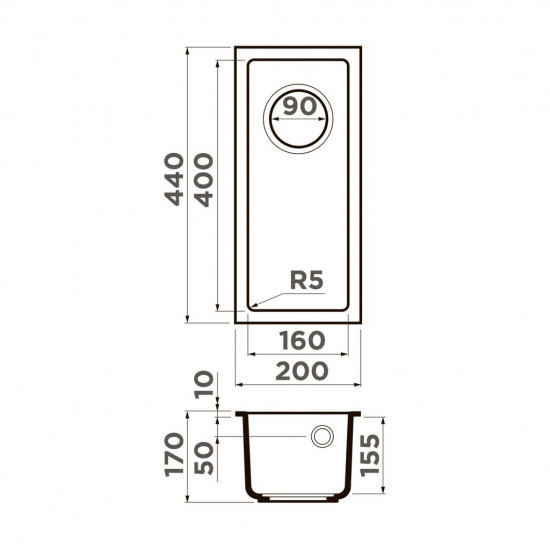 Мойка для кухни OMOIKIRI Bosen 20-U 200х440 мм, espresso