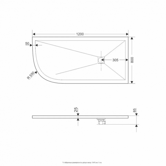 Душевой поддон RGW Stone Tray ST/AR-G 80x120 искусственный камень, графит