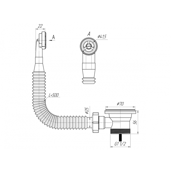 Перелив для раковины АНИ ПЛАСТ 1 1/2" круглый вертикальный корпус N120S