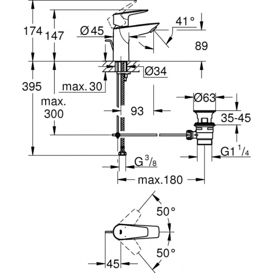 Смеситель для раковины GROHE BauEdge 23328001 хром