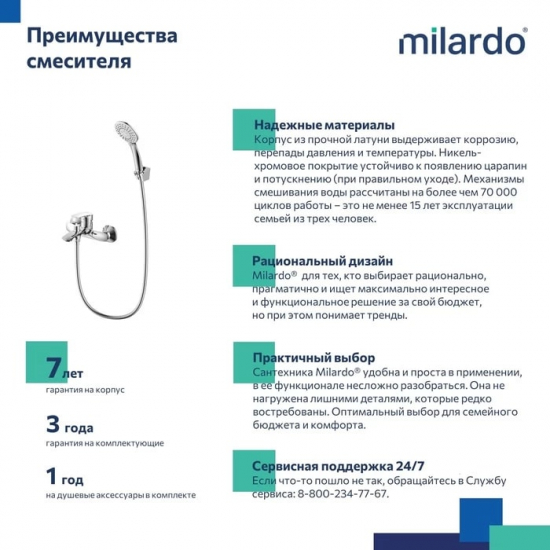 Смеситель для ванны MILARDO Rora RORSB00M02 хром