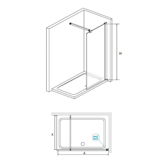 Душевая перегородка RGW Walk In WA-001 120x195 стекло прозрачное, профиль хром