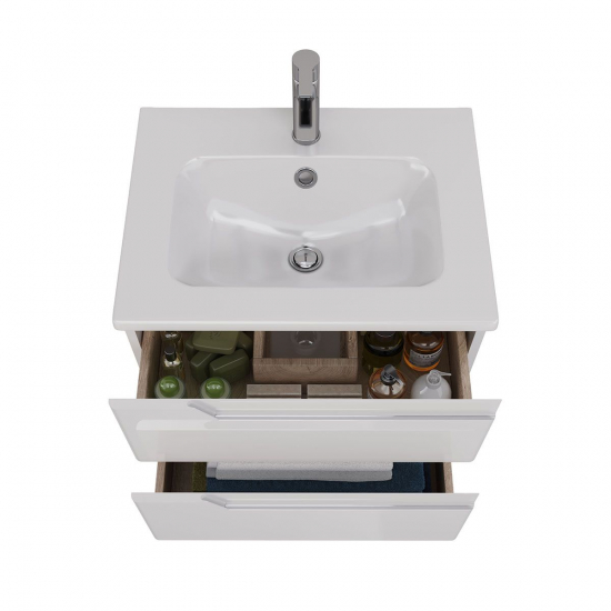 Тумба для комплекта LEMARK Miano 60 подвесная, 2 ящика, белая, под раковину Эйфория 60