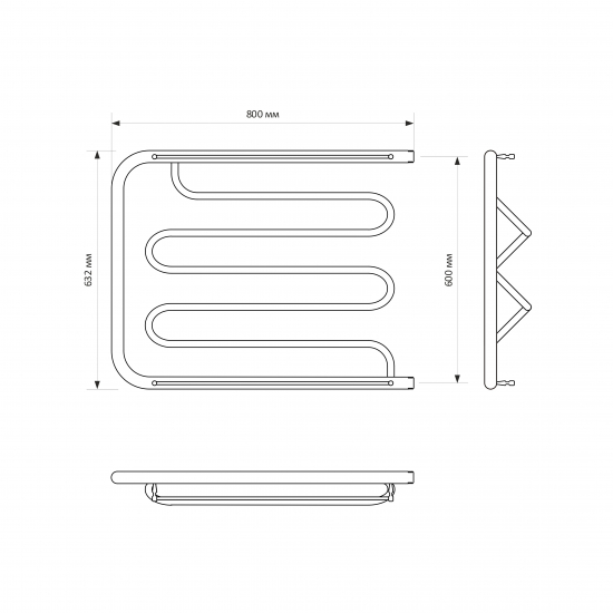 Полотенцесушитель водяной MIXLINE Simple PM2 60х80 1'' полка