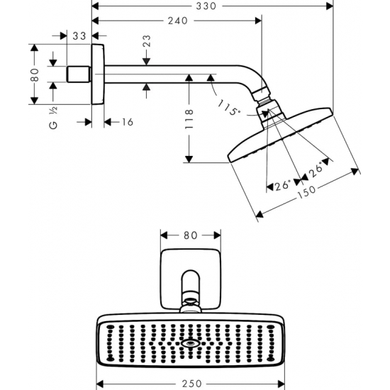 Верхний душ HANSGROHE Raindance Е Air 27370000