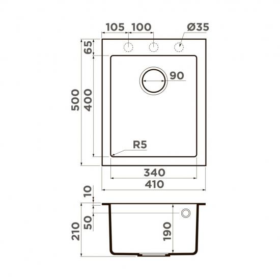 Мойка для кухни OMOIKIRI Bosen 41 410х500 мм, leningrad grey