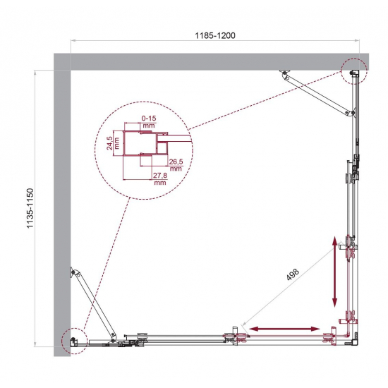 Душевой уголок BelBagno LUCE-AH-22-120/115-C-Cr стекло прозрачное, профиль хром