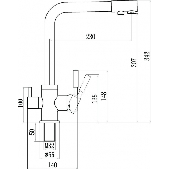 Смеситель для кухни с подключением к фильтру с питьевой водой SAVOL S-L1801H чёрный