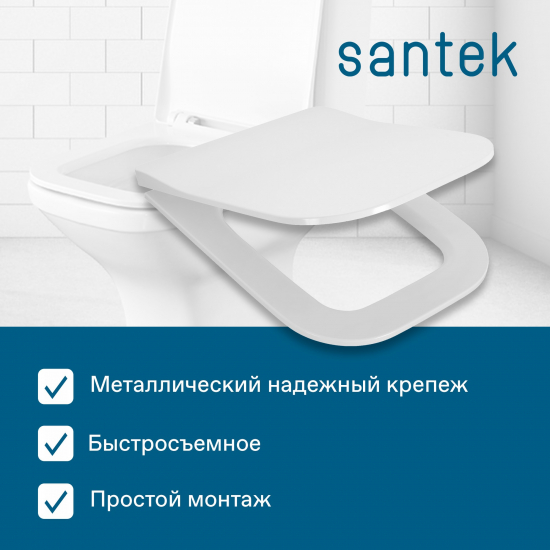 Сиденье для унитаза SANTEK Лайн 1WH501622 тонкое с микролифтом, быстросъёмное, для напольной чаши