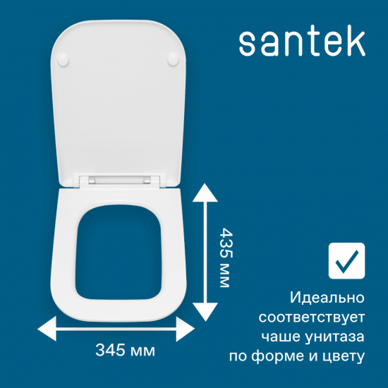 Сиденье для унитаза SANTEK Лайн 1WH501622 тонкое с микролифтом, быстросъёмное, для напольной чаши