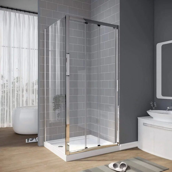 Душевой уголок VECONI Rovigo RV-028 110x90 стекло прозрачное, профиль хром
