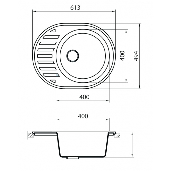 Мойка для кухни GRANICOM G-015 чаша+крыло 613х494 мм, грей