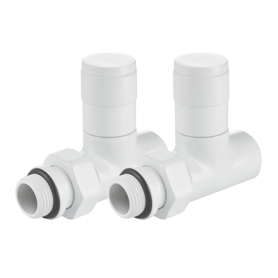 Набор дизайн-вентилей ROYAL THERMO PIANO прямой 1/2" (белый)