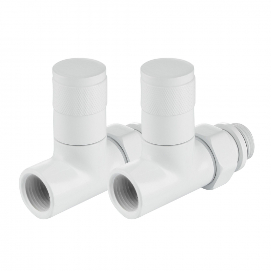 Набор дизайн-вентилей ROYAL THERMO PIANO прямой 1/2" (белый)