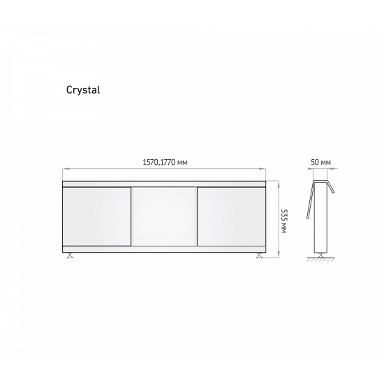 Экран для ванны фронтальный МДФ ALAVANN Crystal 180 купе белый