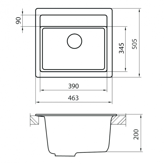 Мойка для кухни GRANICOM G-021 463х505 мм, сахара