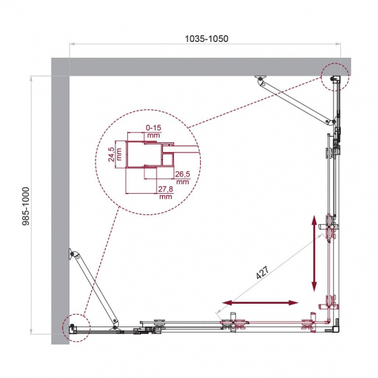 Душевой уголок BelBagno LUCE-AH-22-105/100-C-Cr стекло прозрачное, профиль хром