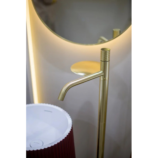 Напольный смеситель для раковины BOHEME Stick 120-MG золото матовое diamond