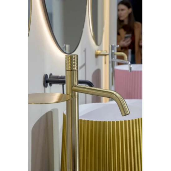 Напольный смеситель для раковины BOHEME Stick 120-MG золото матовое diamond