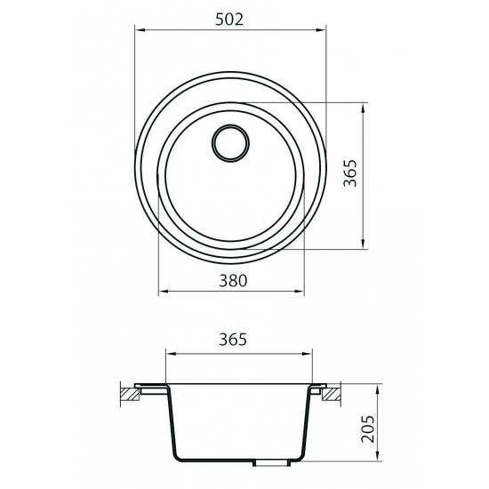 Мойка для кухни GRANICOM G-001 D=502 мм, антрацит