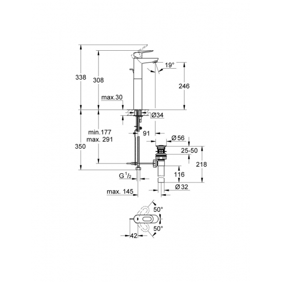 Смеситель для раковины GROHE BauLoop 32856000